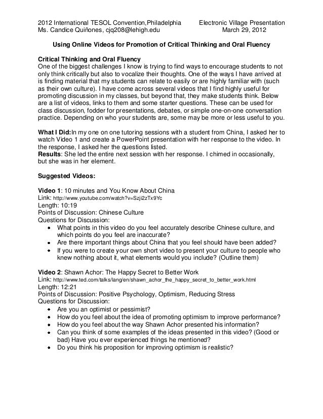 Critical thinking video