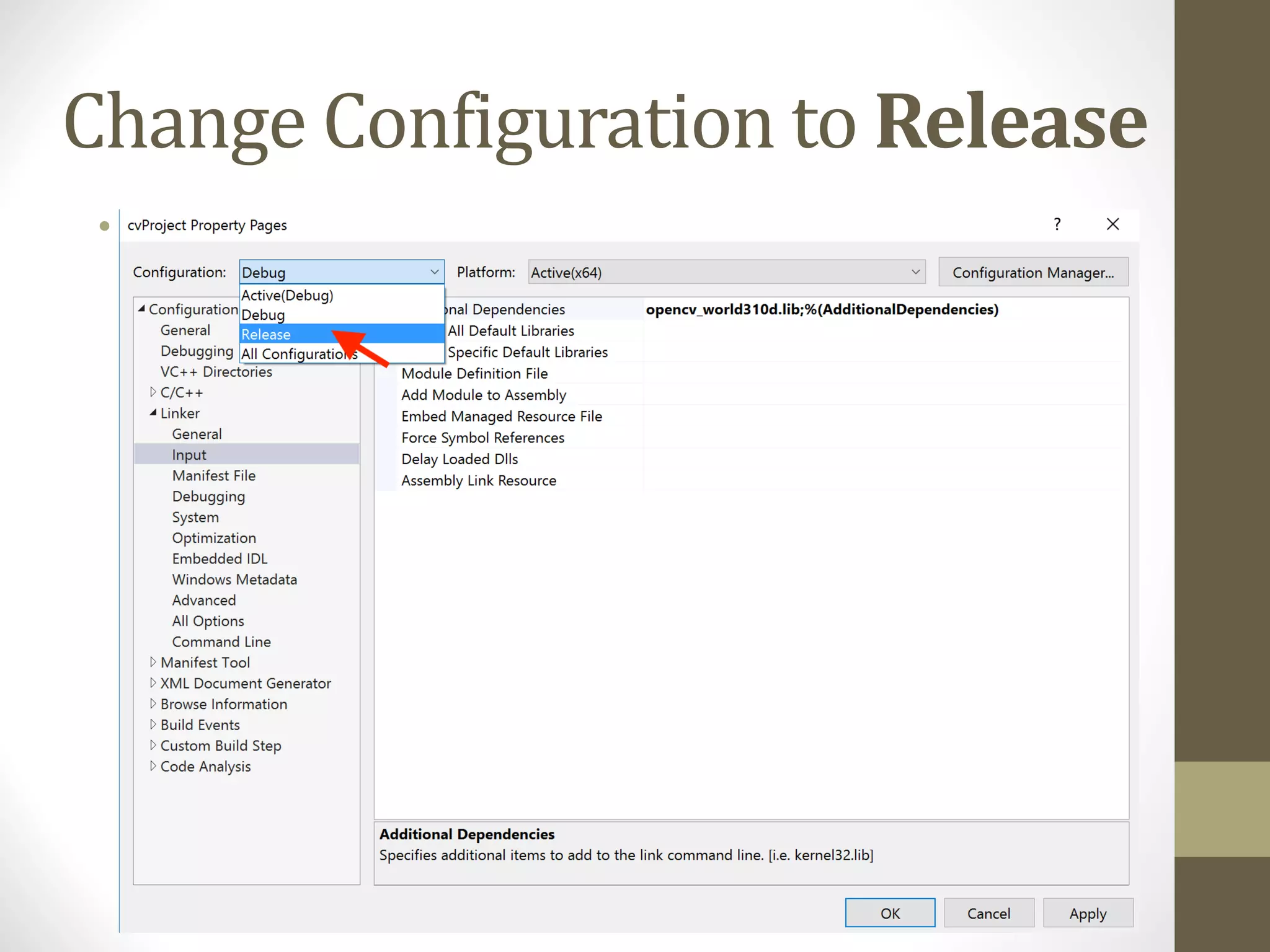 Change	Configuration	to	Release • 