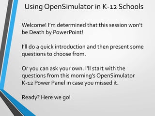 OSCC14: Using OpenSimulator in K-12 Schools | PPTX | Educational Video ...