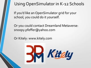 OSCC14: Using OpenSimulator in K-12 Schools | PPTX | Educational Video ...