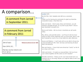 A comparison...A comment from Jarrod in September 2011.A comment from Jarrod in February 2011