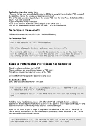 Using PDB Relocation to Move a Single PDB to Another Existing CDB | PDF