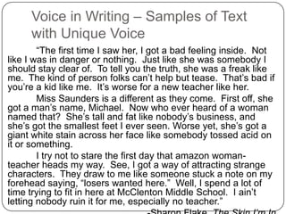 Personal Voice Writing Example Using personal voice in writing (1) | PPTX