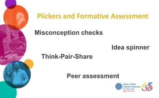 Misconception checks
Think-Pair-Share
Peer assessment
Idea spinner
 