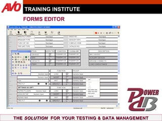 FORMS EDITOR TRAINING INSTITUTE THE  SOLUTION   FOR YOUR TESTING & DATA MANAGEMENT 