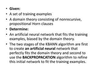 Using prior knowledge to initialize the hypothesis,kbann | PPTX