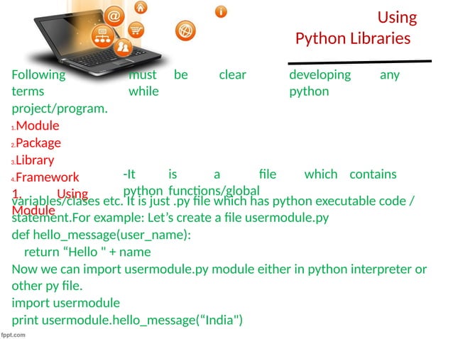 Using python libraries.pptx , easy ppt to study class 12 | PPT