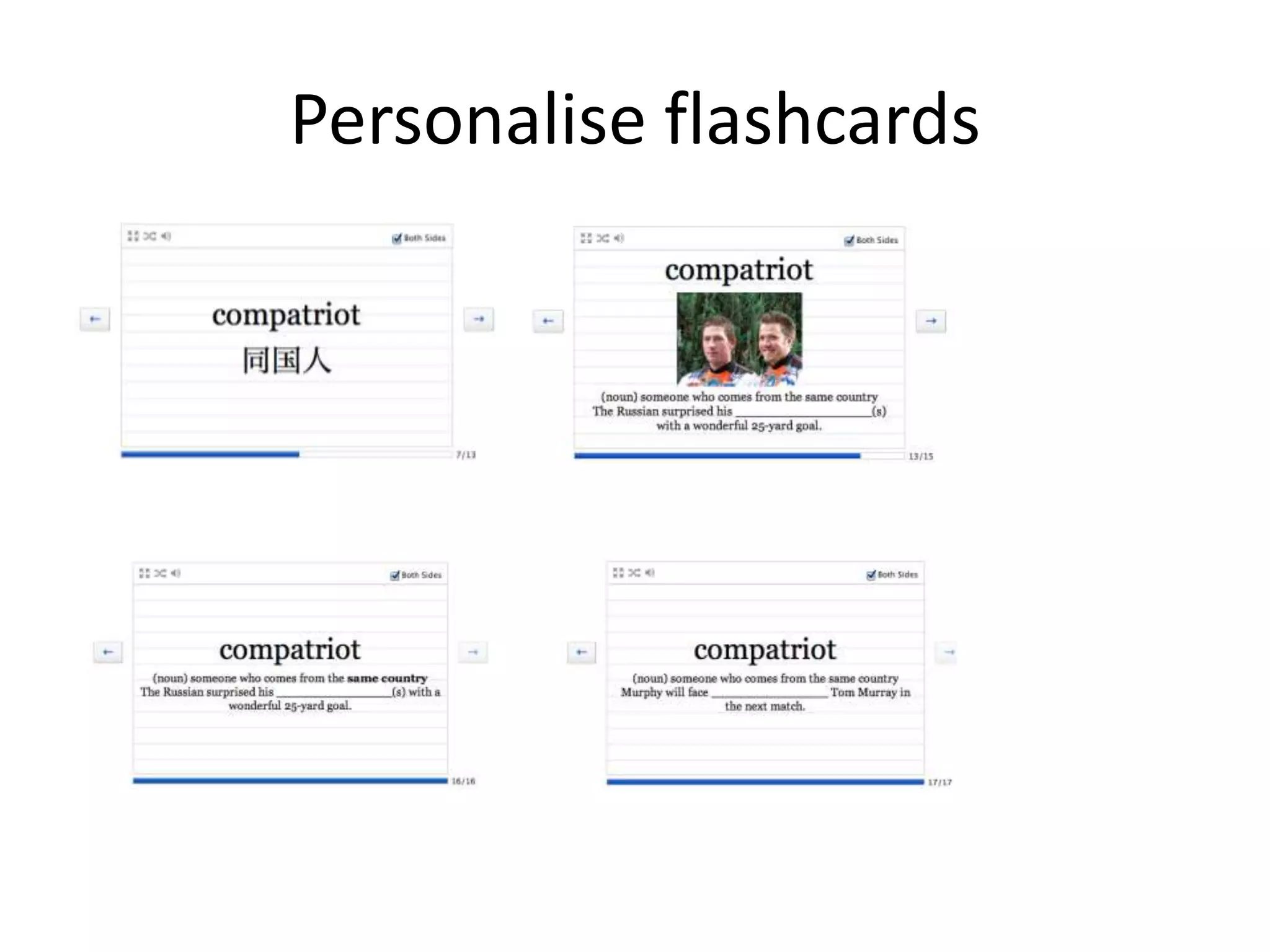 Personalise flashcards
 
