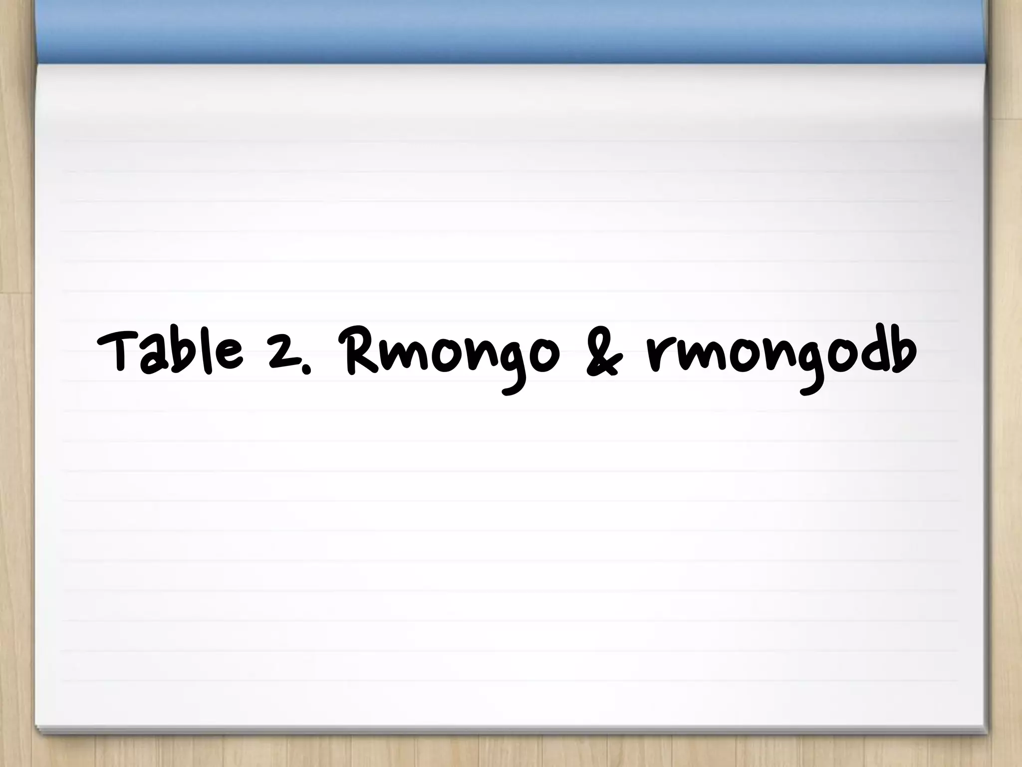 Table 2. Rmongo & rmongodb
 