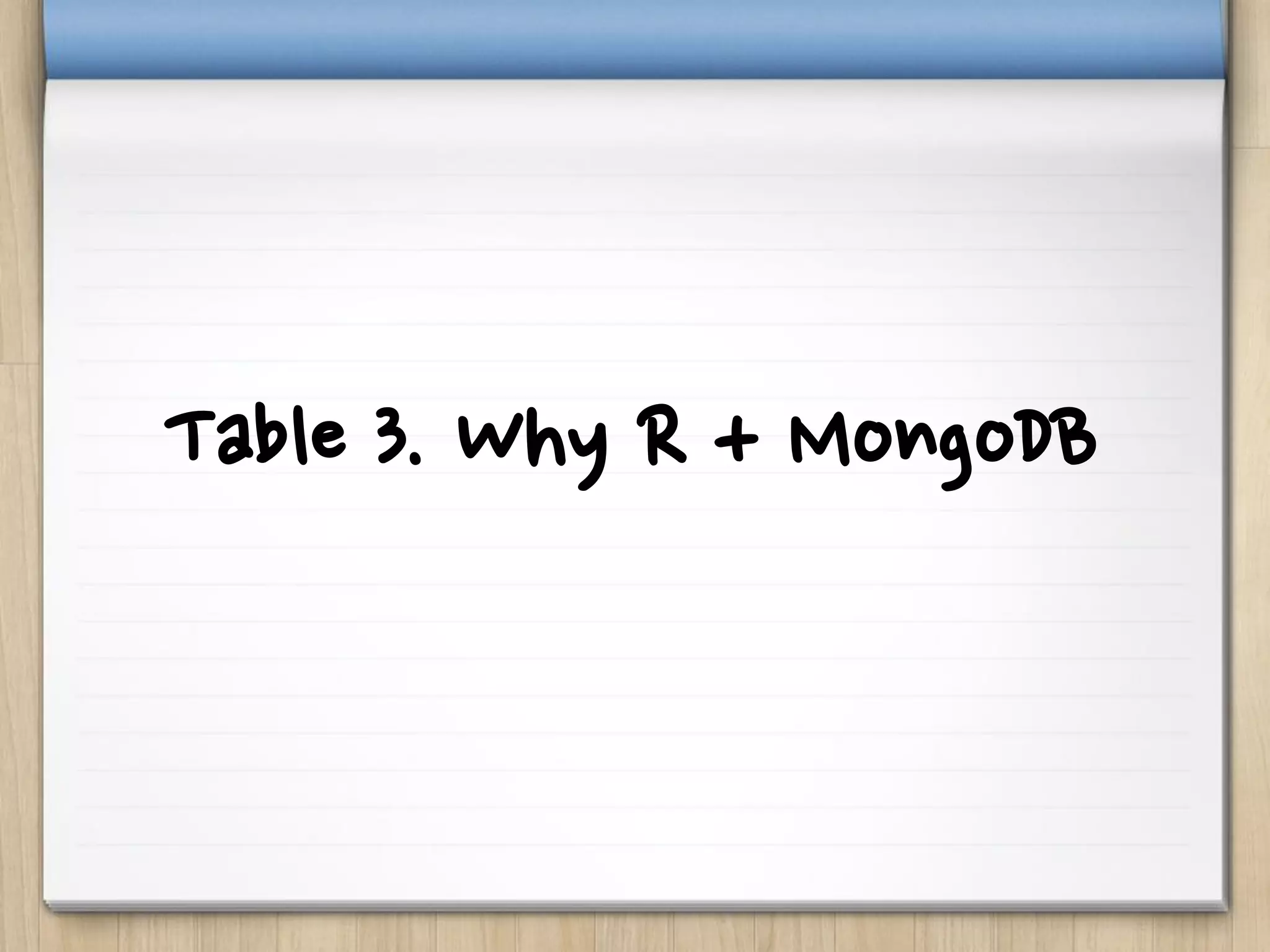Table 3. Why R + MongoDB
 