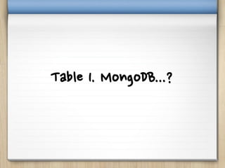Table 1. MongoDB...?
 
