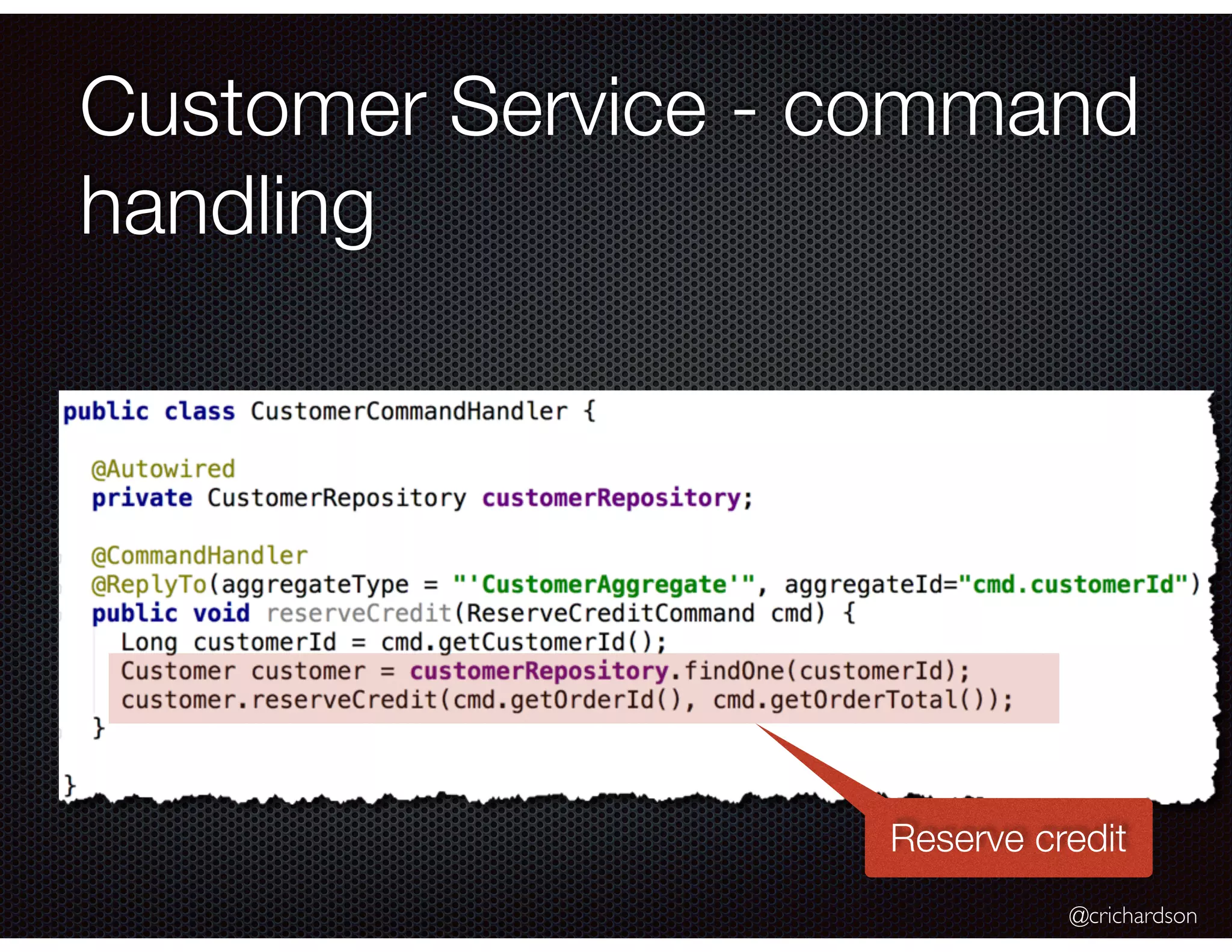 @crichardson Customer Service - command handling Reserve credit 
