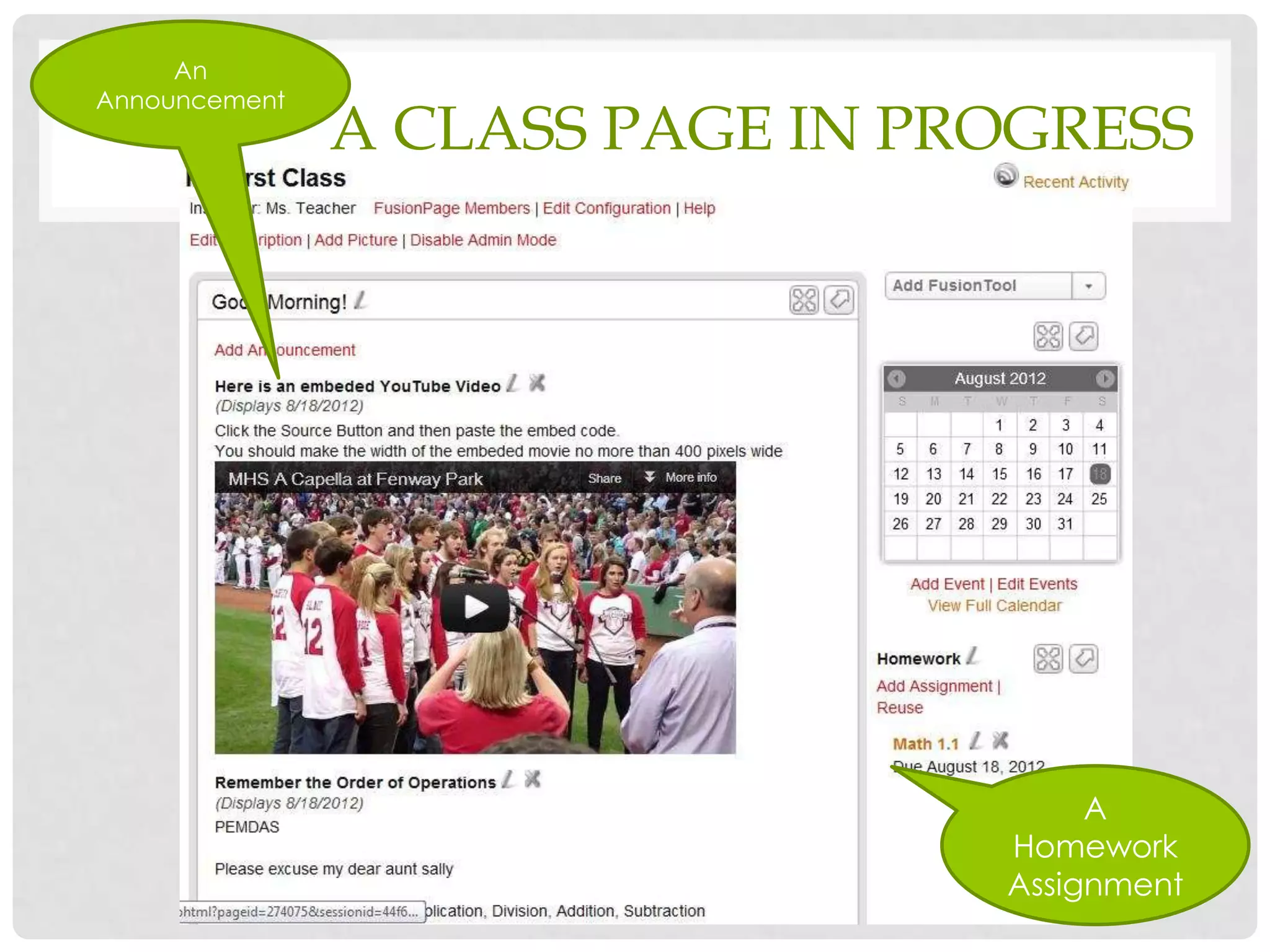 An
Announcement
               A CLASS PAGE IN PROGRESS




                                      A
                                 Homework
                                 Assignment
 