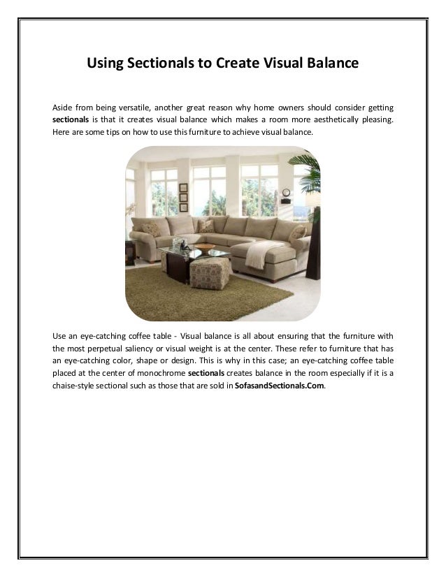 Using Sectionals to Create Visual Balance