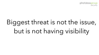 Biggest threat is not the issue,
but is not having visibility
 