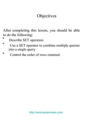 e computer notes - Using set operator | PDF