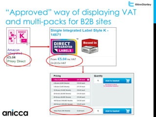 @AnnStanley
“Approved” way of displaying VAT
and multi-packs for B2B sites
 