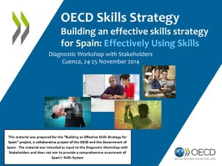 OECD Skills Strategy 
Building an effective skills strategy 
for Spain: Effectively Using Skills 
Diagnostic Workshop with Stakeholders 
Cuenca, 24-25 November 2014 
 