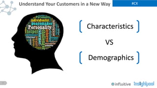 7
#CXUnderstand Your Customers in a New Way
Characteristics
Demographics
VS
 