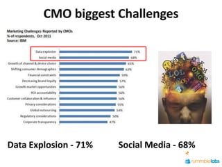 CMO biggest Challenges




Data Explosion - 71%   Social Media - 68%
 