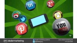 www.dealermarketing.net
214.224.0050
dealer-marketing-systems
@DlrMktgSys
 