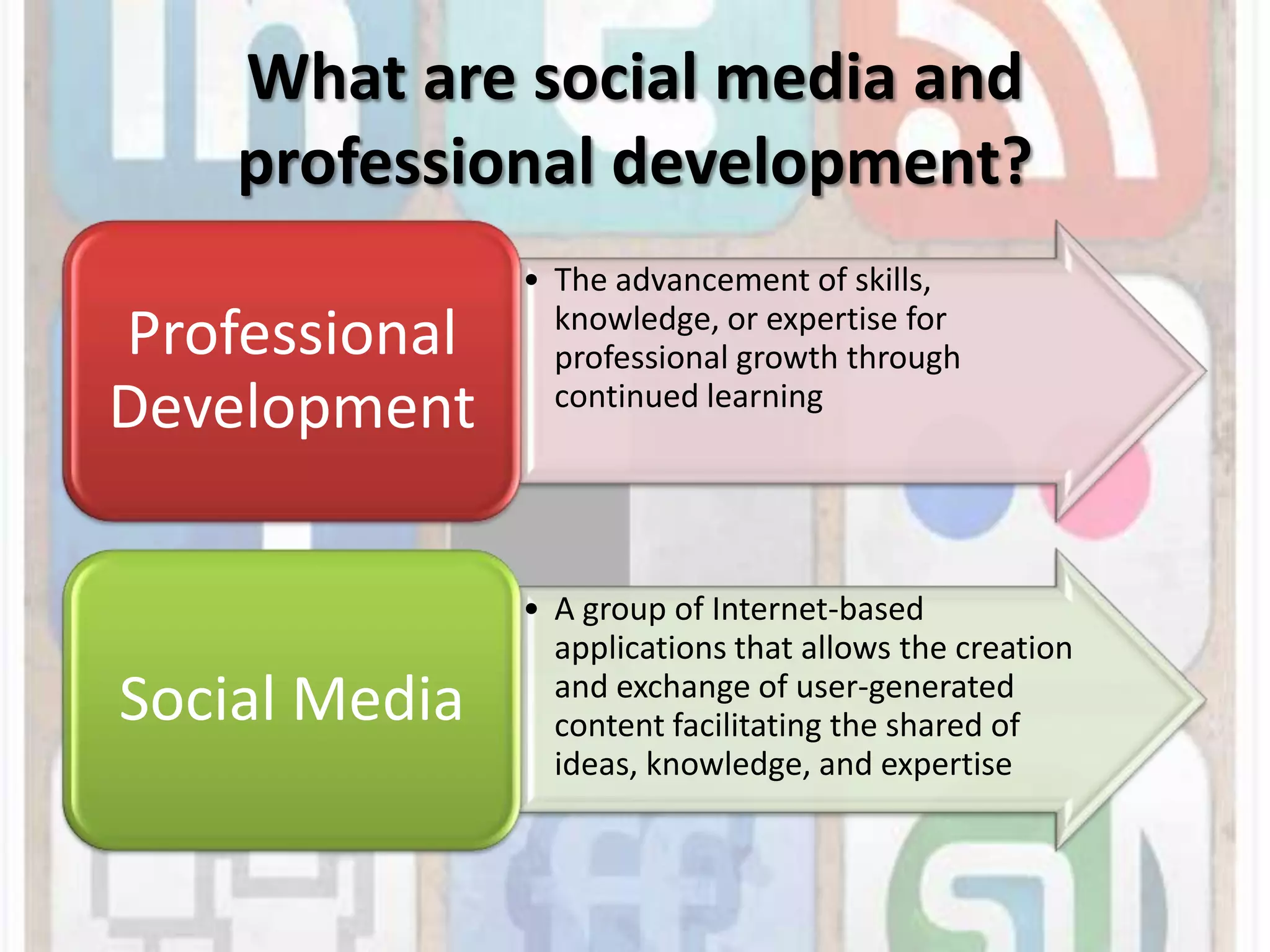 What are social media and professional development?
