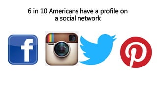 6 in 10 Americans have a profile on
a social network
 