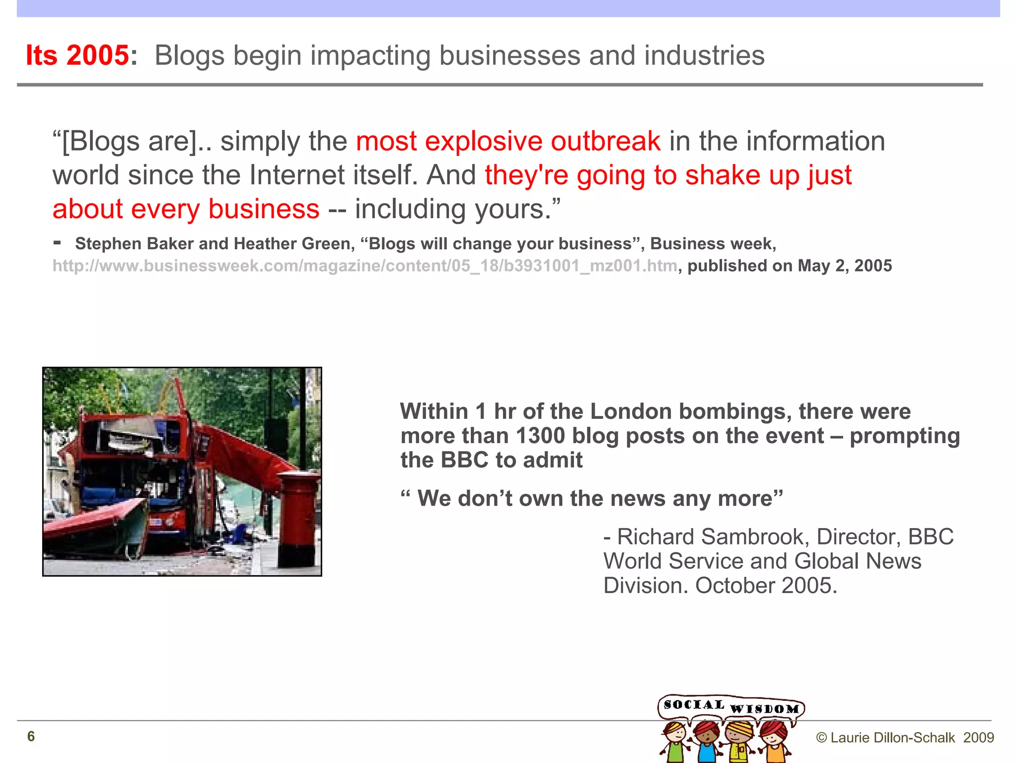 How do humans manage relationships? 150 Dr. Dunbar’s number 130 Average no. of facebook friends 7- 10 Direct, one way relationship 5  Reciprocal, 1:1 relationship Dr. Dunbar is British Anthropologist who studied group sizes.  He states that the maximum size of a stable network of relationships for humans is 150 people.  But most people have small personal networks.  Social networking allows people to get closer to Dunbar’s number by making it easier to manage more casual relationships than ever before. 