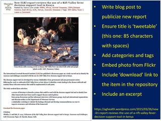 Using social media to communicate research: Experiences of the International Livestock Research Institute