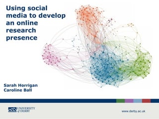 Using social
media to develop
an online
research
presence




Sarah Horrigan
Caroline Ball




                   www.derby.ac.uk
 