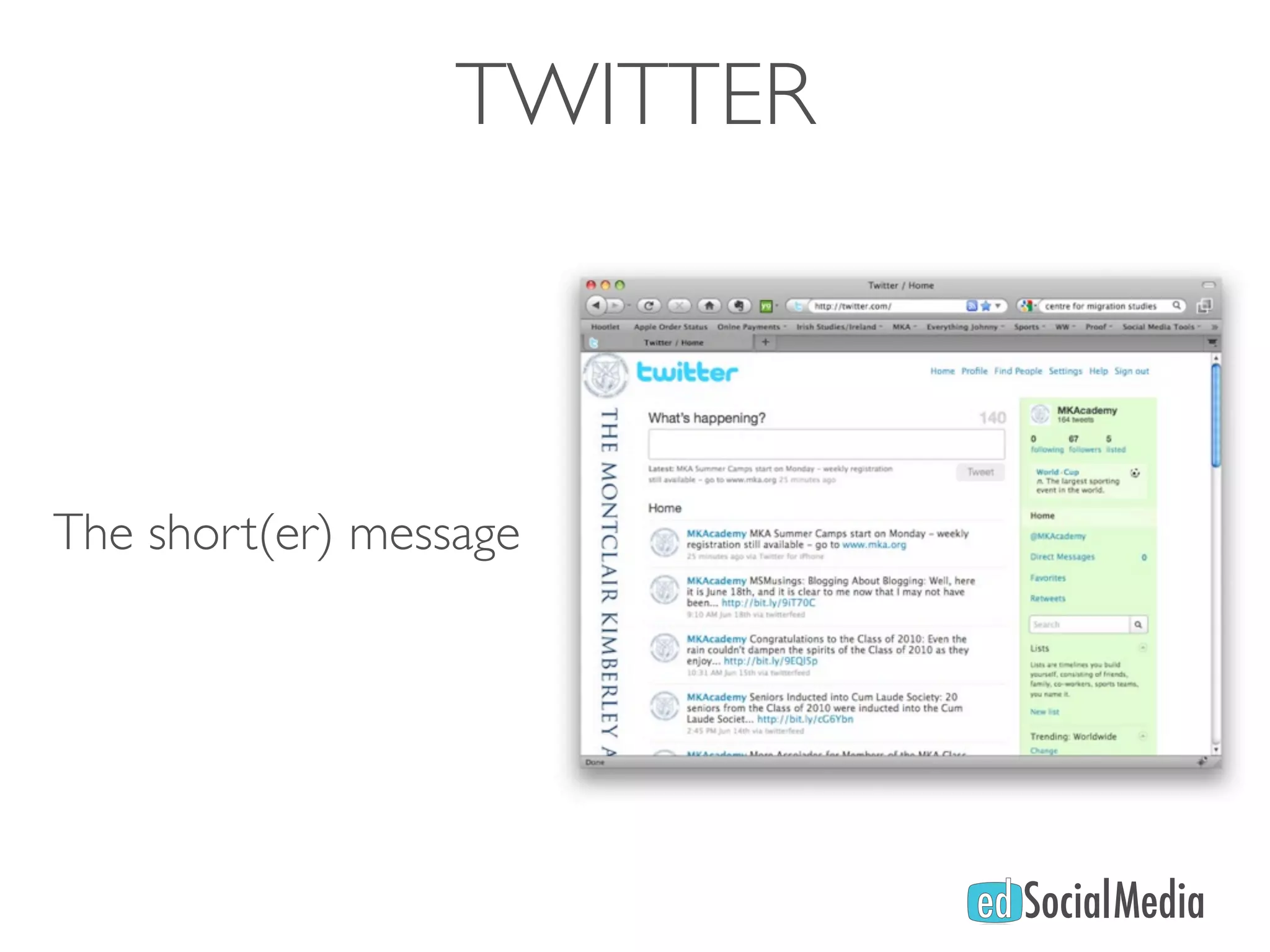 TWITTER



The short(er) message
 