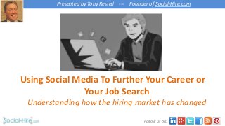 Presented by Tony Restell --- Founder of Social-Hire.com
Follow us on:
Using Social Media To Further Your Career or
Your Job Search
Understanding how the hiring market has changed
 