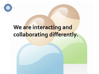 We are interacting and       Interaction and



collaborating differently.
                              collaboration
 