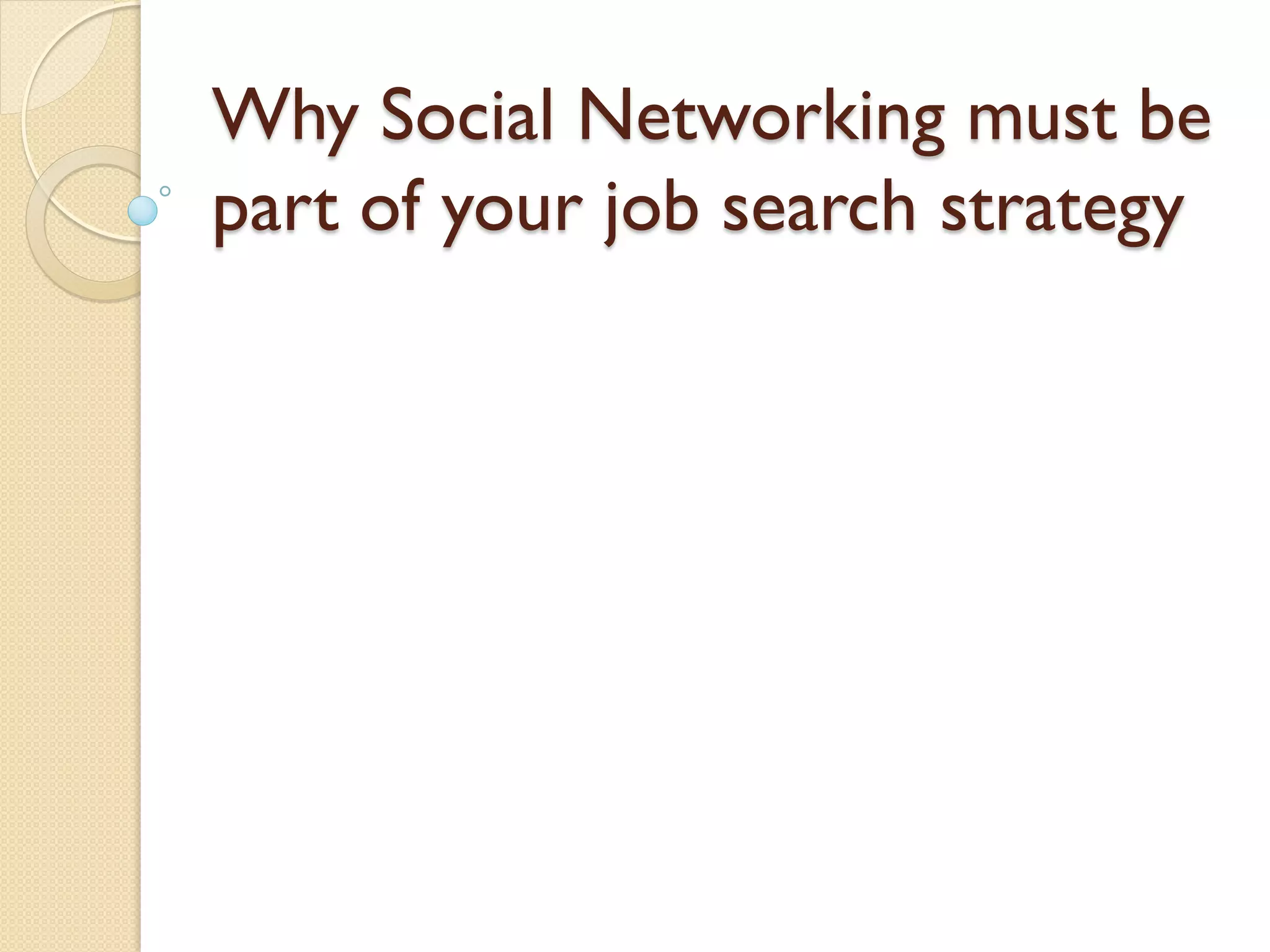 Why Social Networking must be
part of your job search strategy
 