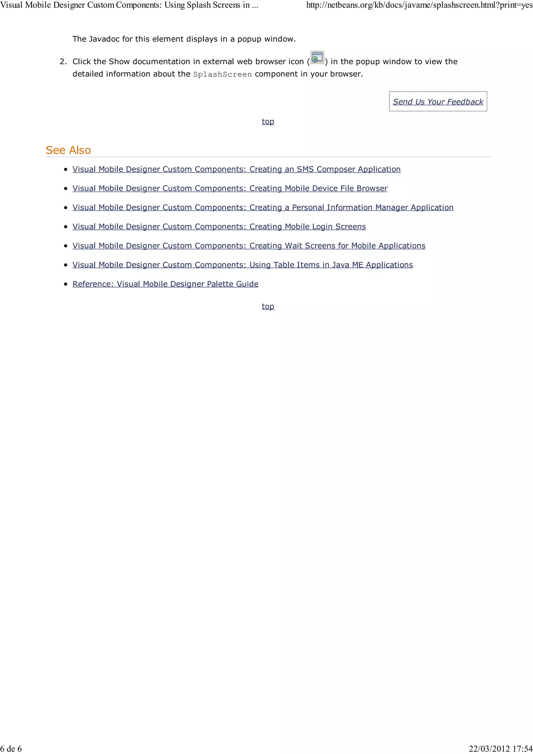 Using splash screens in java me applications | PDF | Free Download