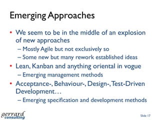 If I do – stop me.Stories may have many scenariosSlide 13Feature: Ship an OrderIn order to fulfil a book orderAs a orders clerkI want to acknowledge and ship the orderScenario: ship a single book from stockGiven I select a valid orderAnd the ordered book is in stockWhen I choose ‘acknowledge and ship’Then order status is changed to ‘shipped’And an address label is printedScenario: advise a book is out of stockGiven I select a valid orderAnd the ordered book is  out of stockWhen I choose ‘message the purchaser’Then Enter message to purchaser advising the order statusAnd an email is sent to the purchasers email addressScenario: advise an item is discontinuedGiven I select a valid orderAnd the ordered book is discontinuedEtc. etc.