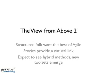 Test-Driven – from stories to codeSlide 22Stories are not (usually) retainedThe Test code is crafted by handThe StoryThe TestThe Software