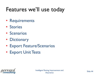 What other questions might you ask?‘customer order will have…’ means what?‘unique order reference’ unique in what context?‘Order date’: date placed, or date recorded or other date to be defined?‘Each order generates’ – means what?Can an order have zero items? Is there a limit to how many items?Can order quantity be negative, non-zero, is it a decimal or integer?Must dates be weekdays or can they be weekends? Are there any date rules to apply?What currency are prices in?What units is weight measured in?Is deliver-date the last required-by date or is it calculated some other way?Other definitions? ‘Customer’, ‘required-by’, ‘weight’, ‘unit’, ‘promised’, ‘total (price)’, ‘product’Where do these pieces of data come from? Where are they stored? Where do they ‘go to?Intelligent Testing, Improvement and AssuranceSlide 37