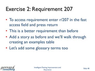 D e F O S P A M – Exercise 0DefinitionsFeaturesOutcomesScenariosPredictionAmbiguityMissingIntelligent Testing, Improvement and AssuranceSlide 41The calculator will accept three inputs: a number A, an operator O and another number, B.