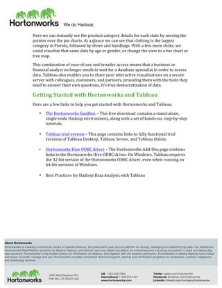 Using Tableau with Hortonworks Data Platform | PDF