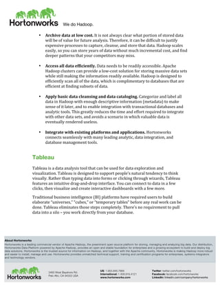 Using Tableau with Hortonworks Data Platform | PDF