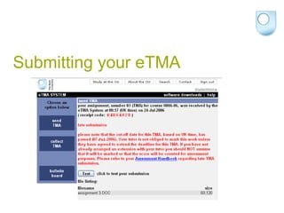 Submitting your eTMA 