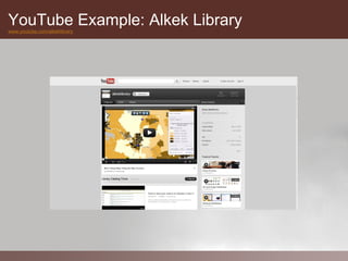 YouTube Example: Alkek Library
www.youtube.com/alkeklibrary
 