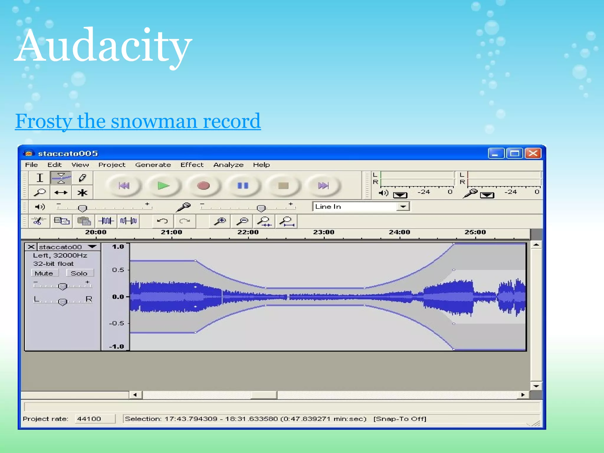 Audacity Frosty the snowman record   