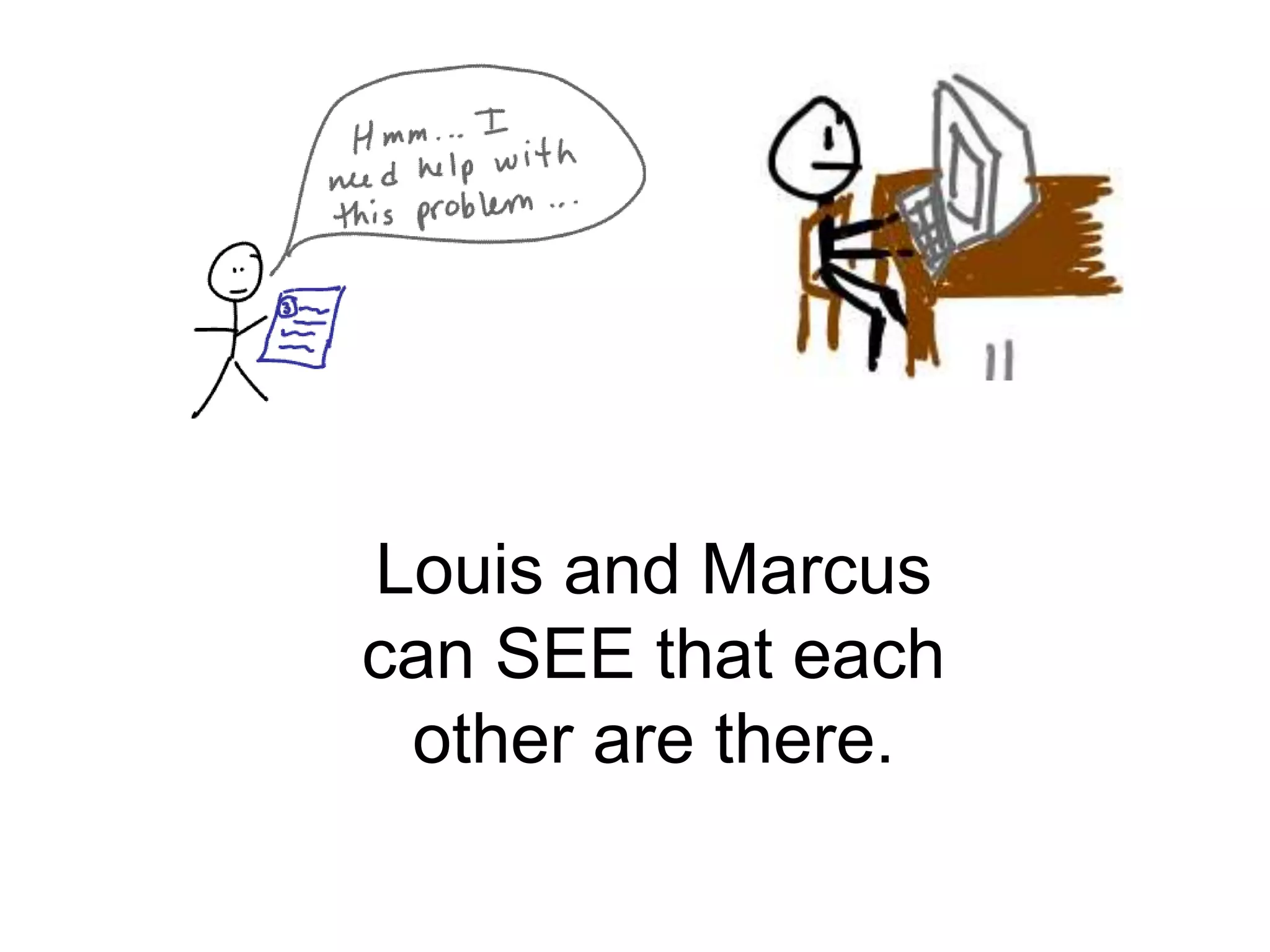 Louis and Marcus can SEE that each other are there.