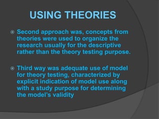 Using, testing and developing conceptual framework, models & theories ...