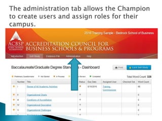 Using the ACBSP Online Reporting Portal to Complete a Self Study | PPTX
