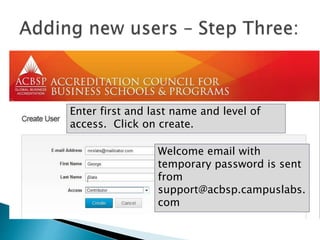 Using the ACBSP Online Reporting Portal to Complete a Self Study | PPTX