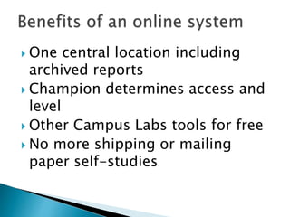 Using the ACBSP Online Reporting Portal to Complete a Self Study | PPTX