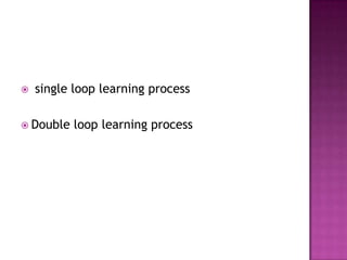    single loop learning process

 Double   loop learning process
 
